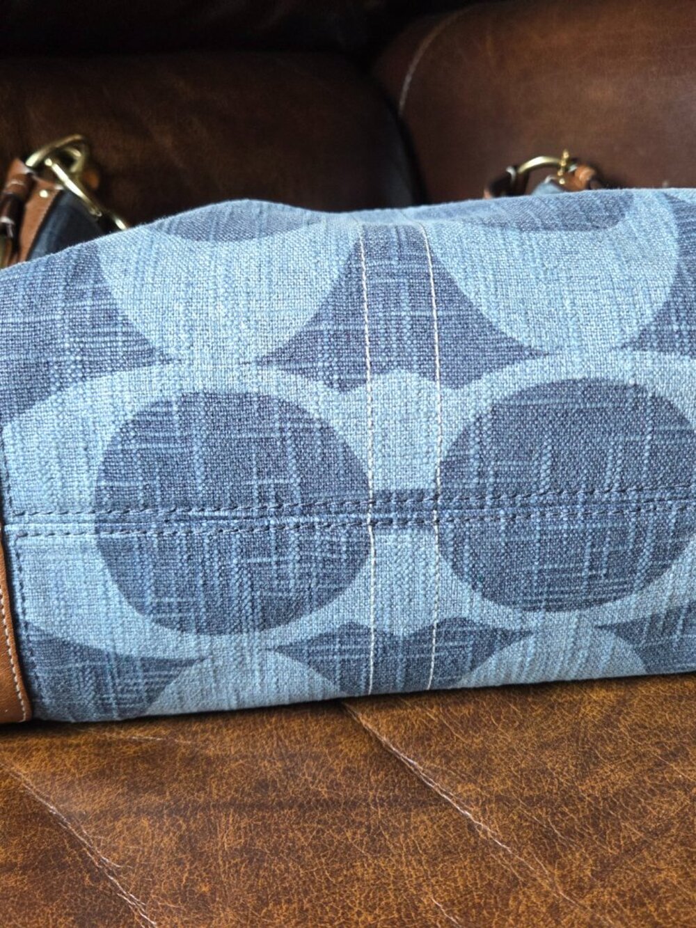 RARE Coach 10795 vintage y2k denim Carley Carly tonal blue hobo bag - Picture 4 of 15
